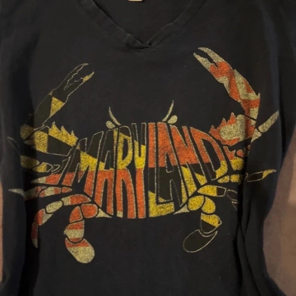 Maryland Crab Graphic V-Neck Tee - Black - Picture 3 of 4